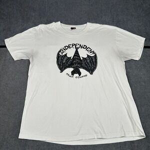 Y2K Independent Truck Company Bat Graphic T-Shirt White Skateboarding Sz XL